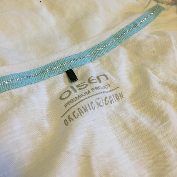 Olsen Europe Whimsical Tropical Pineapple Print Organic Cotton T-shirt - Picture 7 of 12